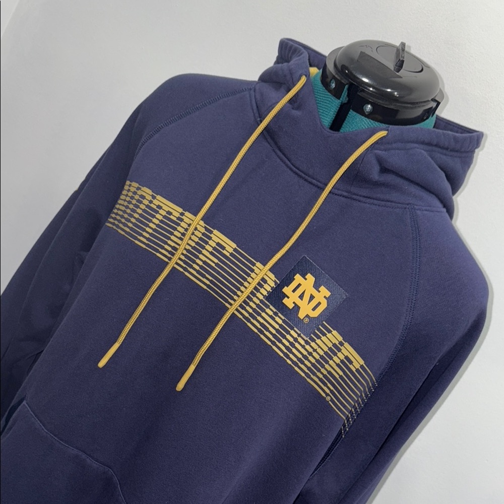 VGUC: Under Armour Blue and Yellow Hoodie with Vertical Lettering
